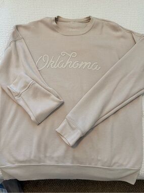 Oklahoma Embroidered Crewneck Sweater - Light Beige